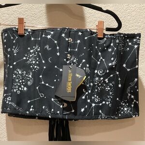 Black Waist Cincher with Constellation Pattern-NWT
